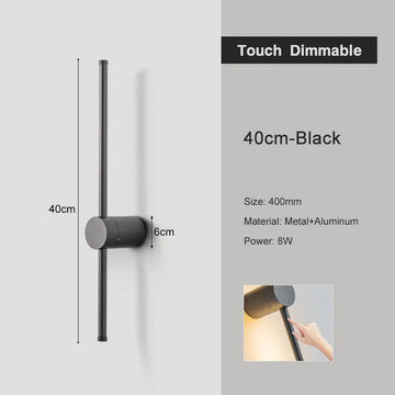applique murale led noire moderne rotative tactile intensité réglable luminaire intérieur salon cuisine