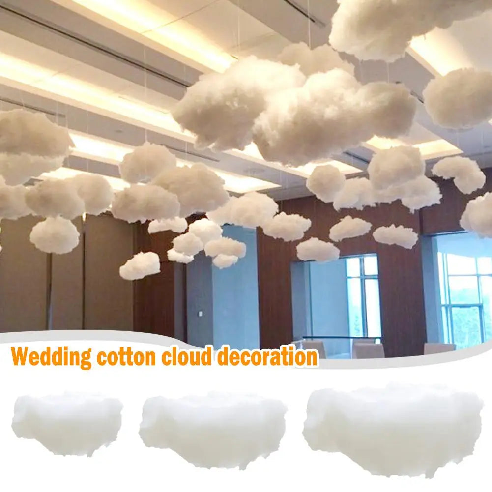 nuages blancs suspendus coton doux décoration mariage anniversaire diy led enfants romantique aérien
