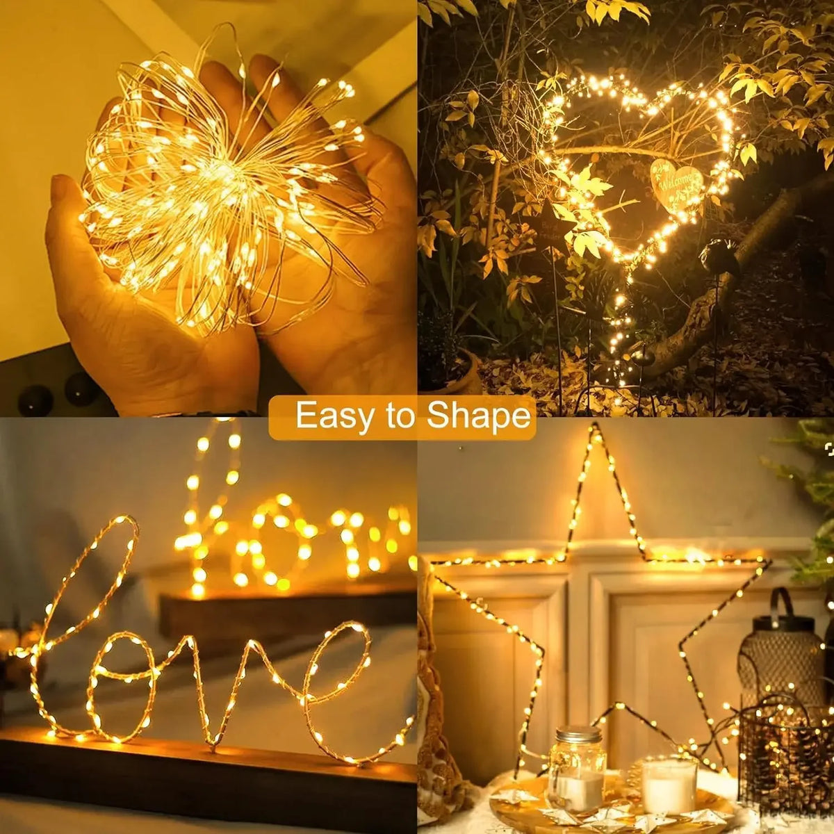 guirlande lumineuse solaire extérieure fil cuivre led étanche décoration jardin patio spikes couleur or