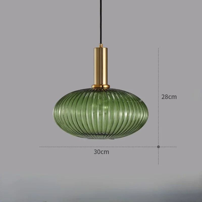 suspension lumineuse moderne vert rayures opacité câble noir chambre salon étude principal