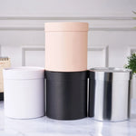 boîtes rondes unies moderne opaques rose clair noir argenté rose pâle vert clair beige