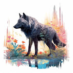 autocollant mural loup aquarelle décoration chambre enfant salon sticker animal décoratif mural artistique