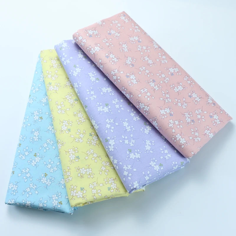 tissu coton biodegradable 160x50cm floral rose clair violet jaune bleu ciel classique