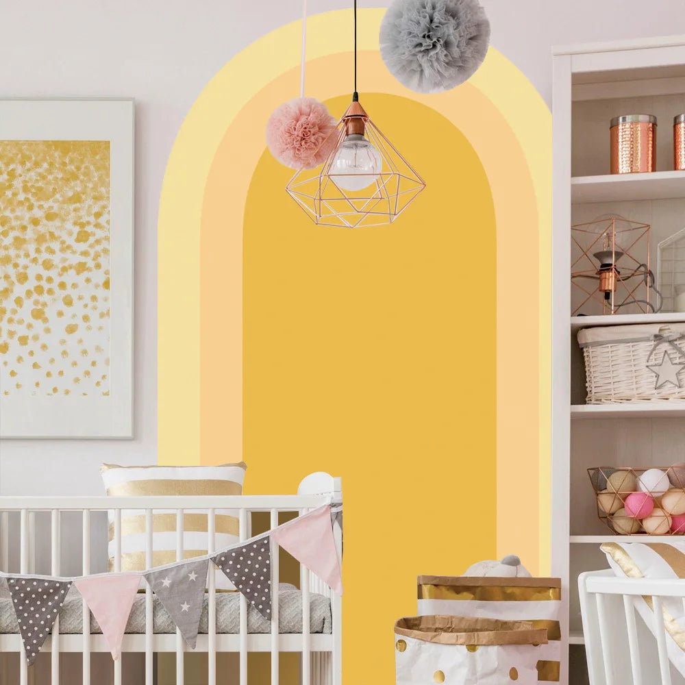 rideau mural moderne orange jaune beige uni minimaliste maison salon chambre d'enfant decoration autocollant