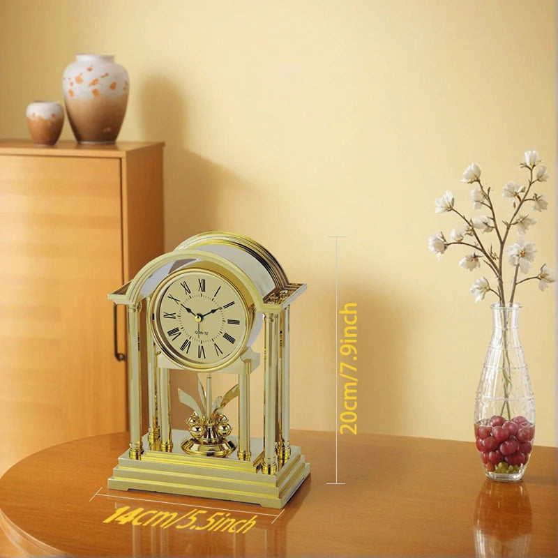 horloge table or motif floral classique quartz aiguille vintage décoration chambre