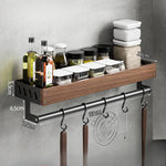 étagère murale bois marron bouteilles condiments huile d'olive moderne vis fixations rechargeable multifonctionnelle