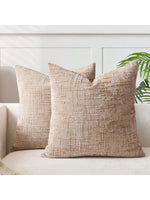 coussin chenille motif géométrique beige moderne 30x50cm machine lavable fixations oreilles