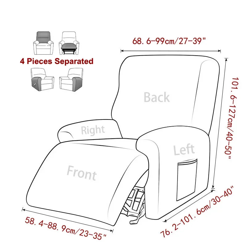housse fauteuil inclinable gris motif géométrique moderne tissu polyestère eyelets machine wash jacquard split