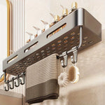étagère murale gris perforée moderne ventouse salle bain shampoing savon cosmétiques