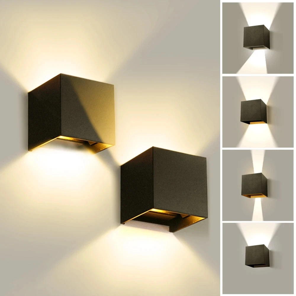 Éclairage mural LED 12W 6W noir blanc contemporain réglable 100°