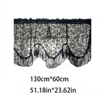 rideau floral transparent noir blanc classique dentelle brodée 130cmx60cm