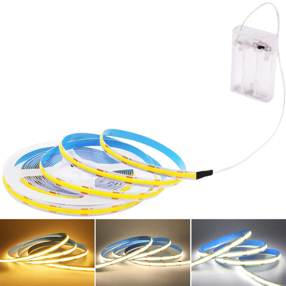 ruban led cob blanc bleu 320leds adhésif batterie aaa moderne chambre