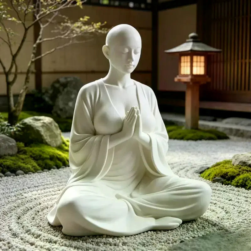 statue méditation zen blanche texture lisse classique décoration intérieure ornement opale résine fixations chambre