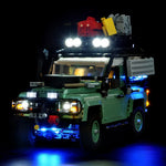 voiture lego defender vert texture lego classique led lumineuse grille taille dimension transparente