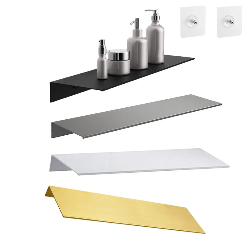 étagère murale adhésive aluminium moderne rangement salle bain cuisine petit coin maison minimaliste