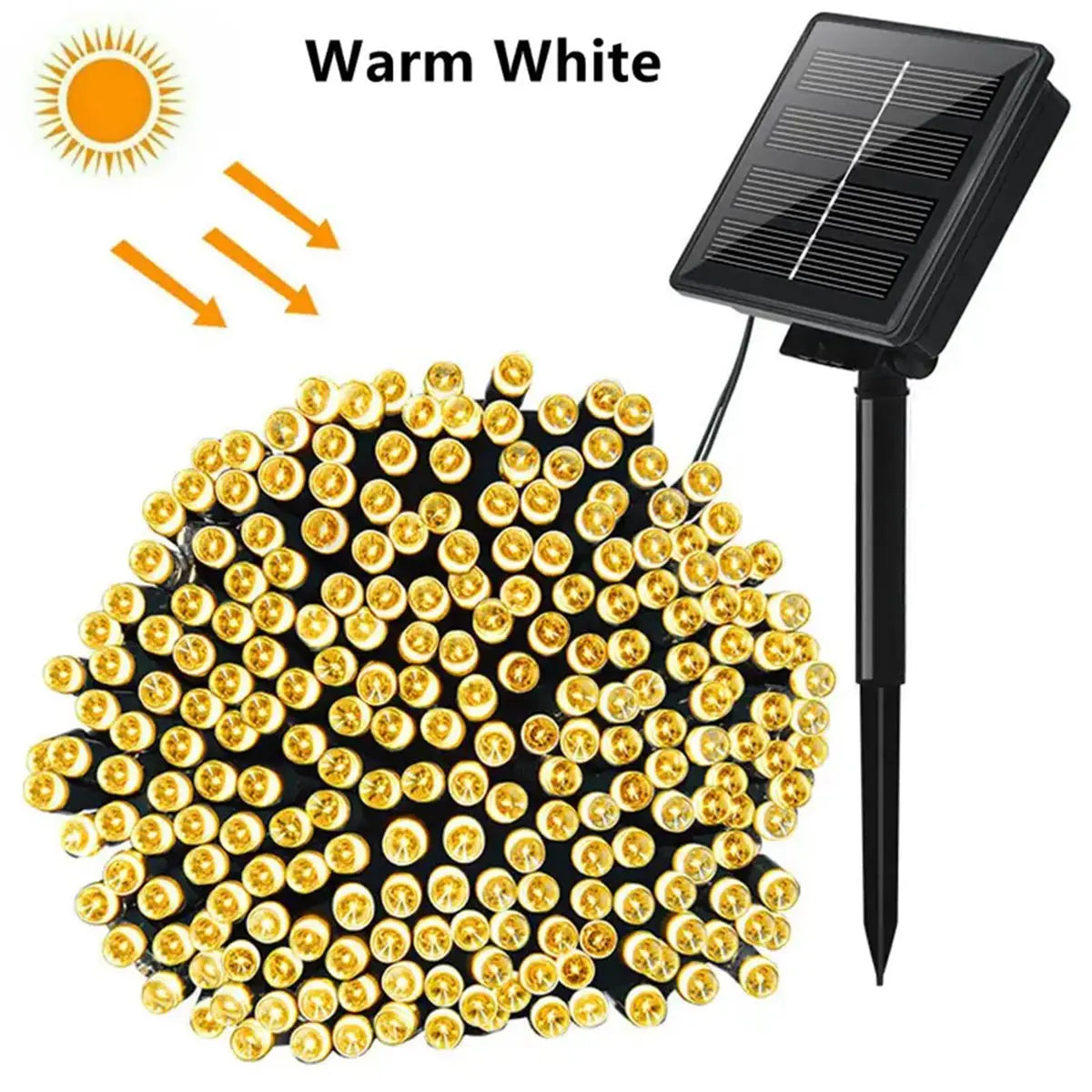 guirlande lumineuse solaire 100 led multicolore modes éclairage moderne extérieur