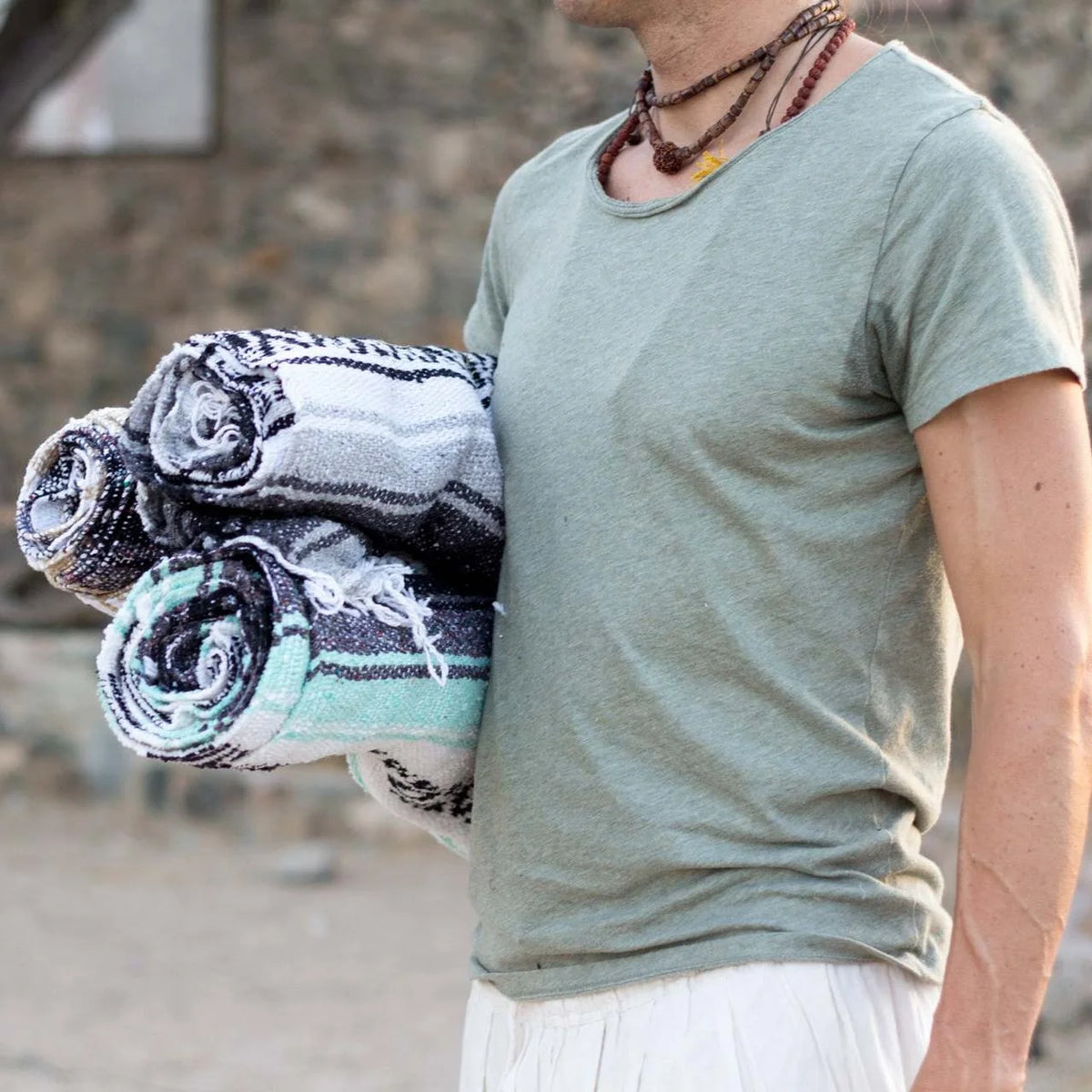 couverture couverture sol boho chic rayures géométriques coton recyclé grande taille