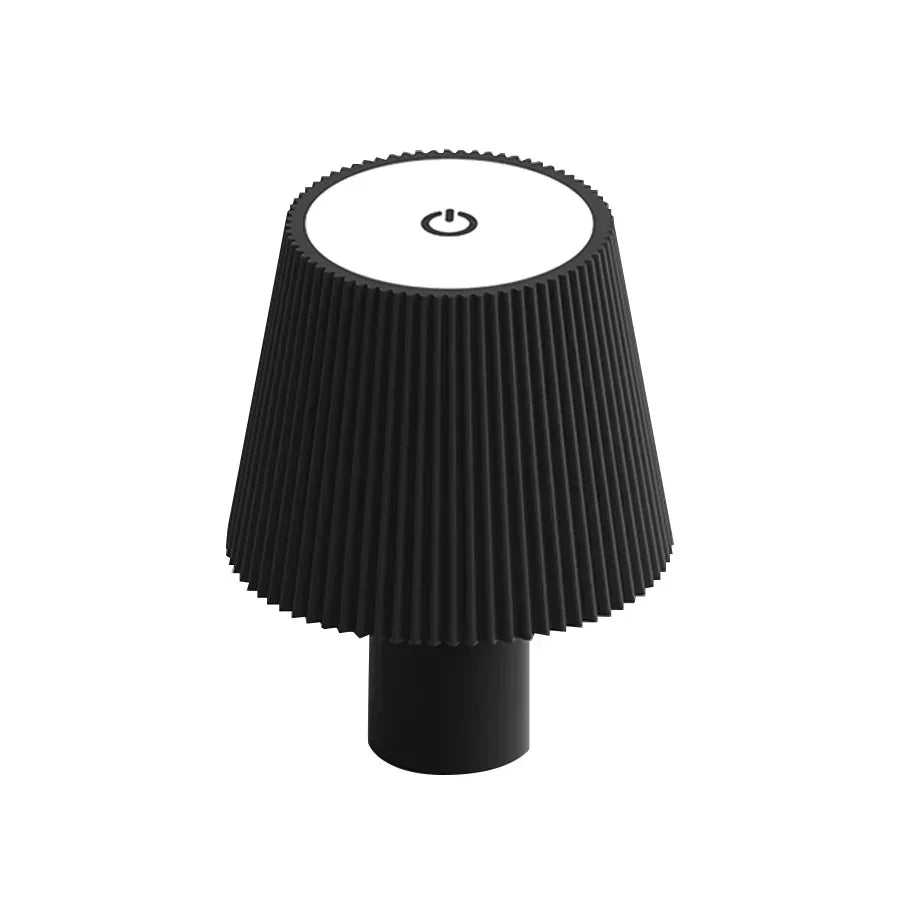 lampe moderne rechargeable interrupteur tactile noir blanc plissé abat jour led dimmable