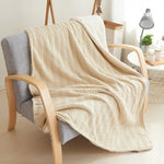 couverture tricotée torsadée coton gris beige moderne hiver voyage maison