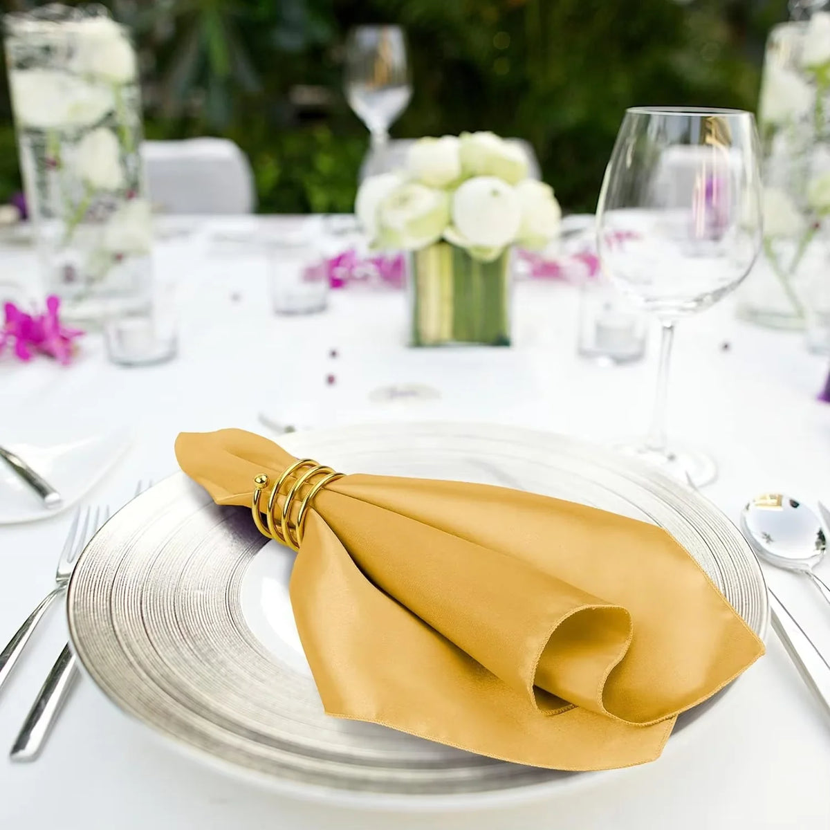 anneaux serviette dorés métal moderne élégants set 12 anneaux décoration table événements
