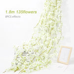 guirlande fleurs artificielles cerises mariage décoration romantique intérieur rose blanc
