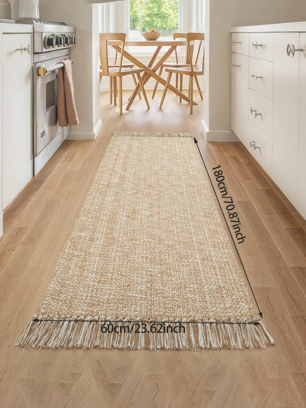 tapis polyester chenille beige motif moderne antidérapant intérieur salle bain porte