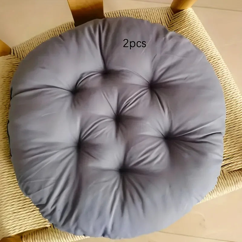 coussin rond épais pièces bleu clair vert foncé gris moderne douillet uni polyester hand