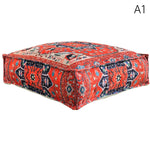 coussin sol orange bleu ethnique motifs floraux traditionnels carreaux coton polyester