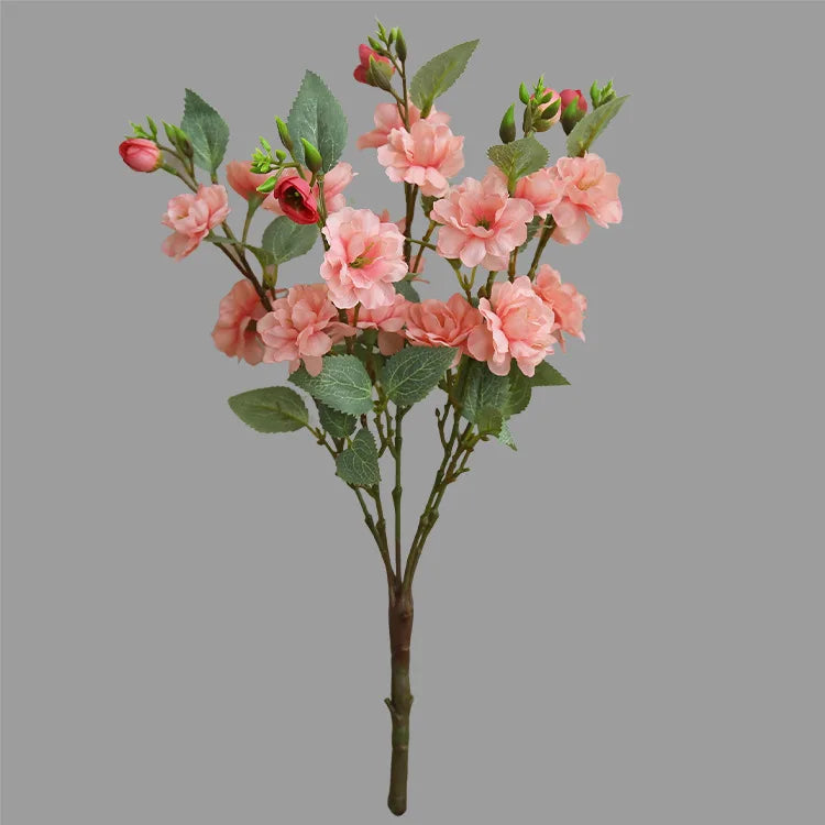 bouquet fleurs artificielles soie camélia rose fleurs prunier decoration maison anniversaire mariage rustic