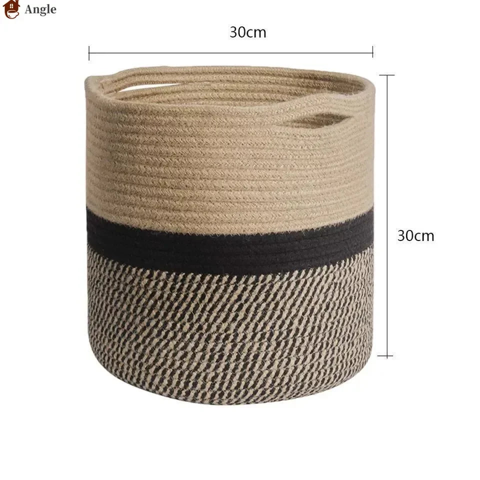 panier tissé coton réutilisable pliable moderne blanc 20cm 25cm 30cm