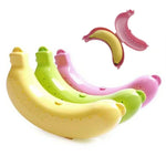 boîte rangement porte banane clips moderne imprimé bananes couleurs vert jaune rose