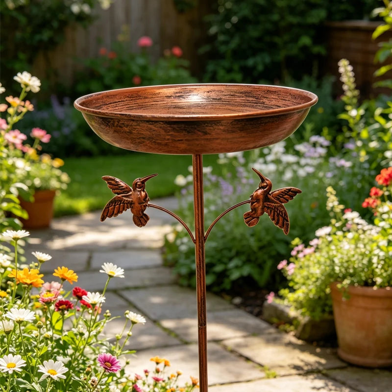 bassin oiseaux cuivre artisanal rustique jardin decoration abreuvoir baignoire stableextérieur