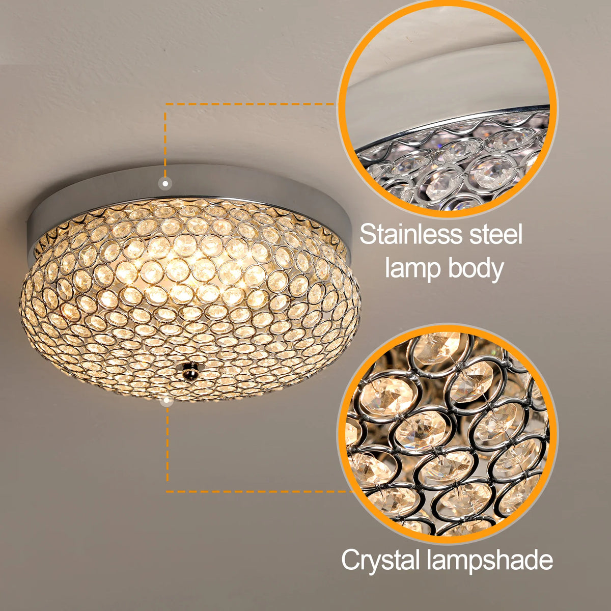 plafonnier moderne cristal argenté doré suspension élégante cristal facile led chambre salon