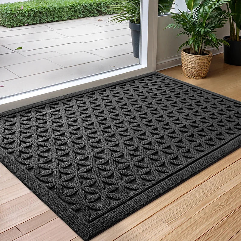 tapis d'entrée moderne anti dérapant polyester résistant saleté taille 45x75cm 60x90cm marron gris noir