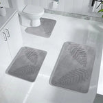 tapis bain antidérapant mousse mémoire forme feuilles palmier relief moderne vert foncé absorbant eau