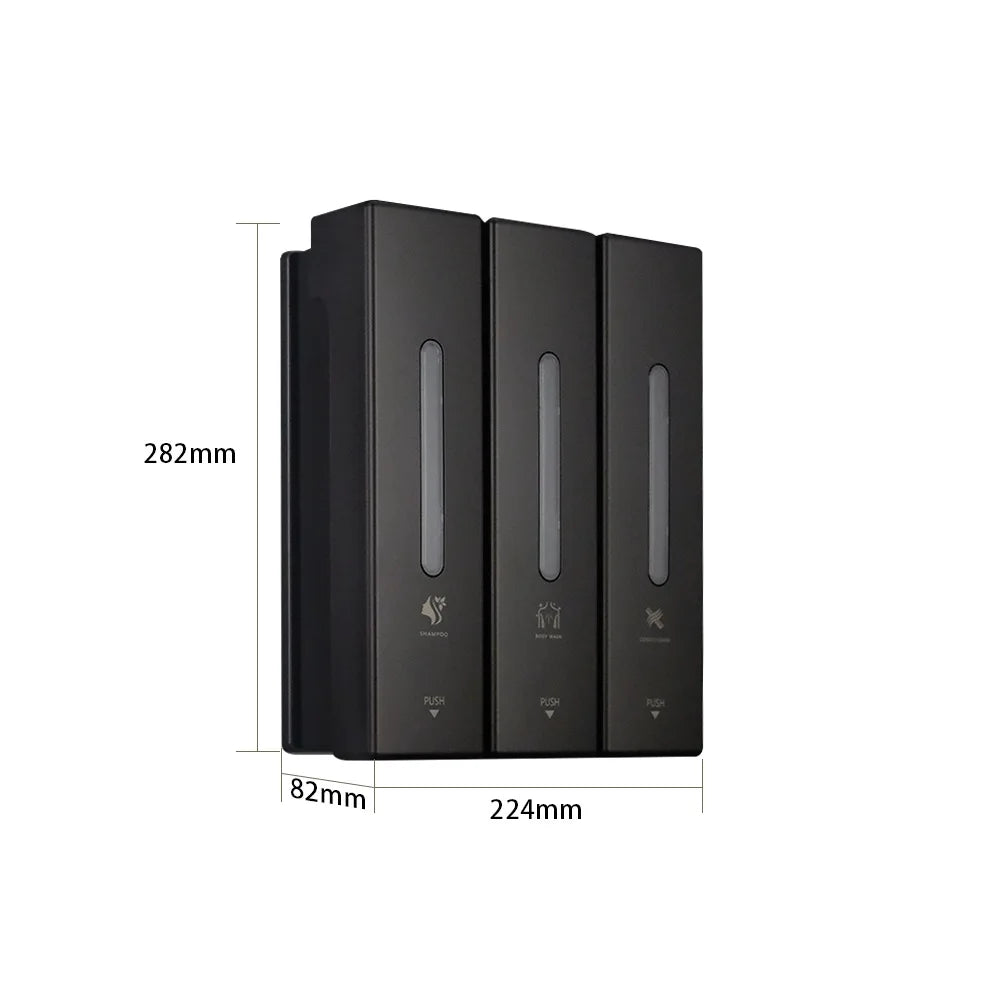 distributeur savon liquide moderne noir blanc adhésif sans perçage grande capacité minimaliste opaques