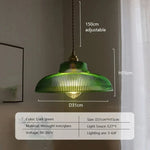 lampe suspendue vert moderne ampoule chaîne métallique rayures verticales salon chambre hall