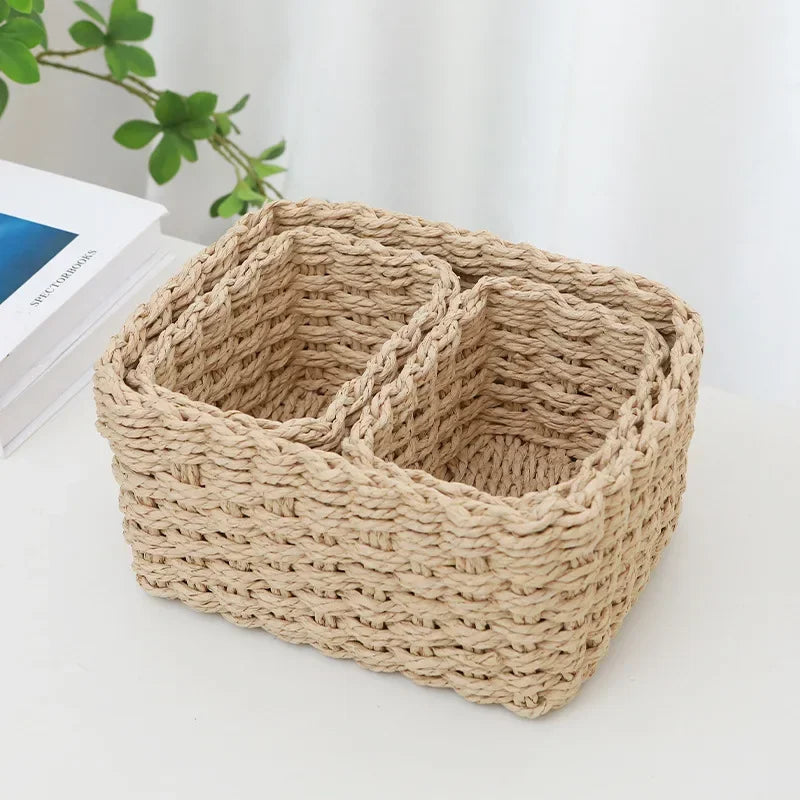 paniers rangement tissés osier gris noir beige blanc modernes rustiques multifonctionnels rangement organisation