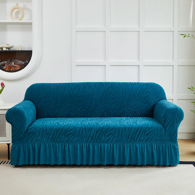 housse canapé universelle jacquard rayures horizontales moderne protection tissu élastique salon intérieur