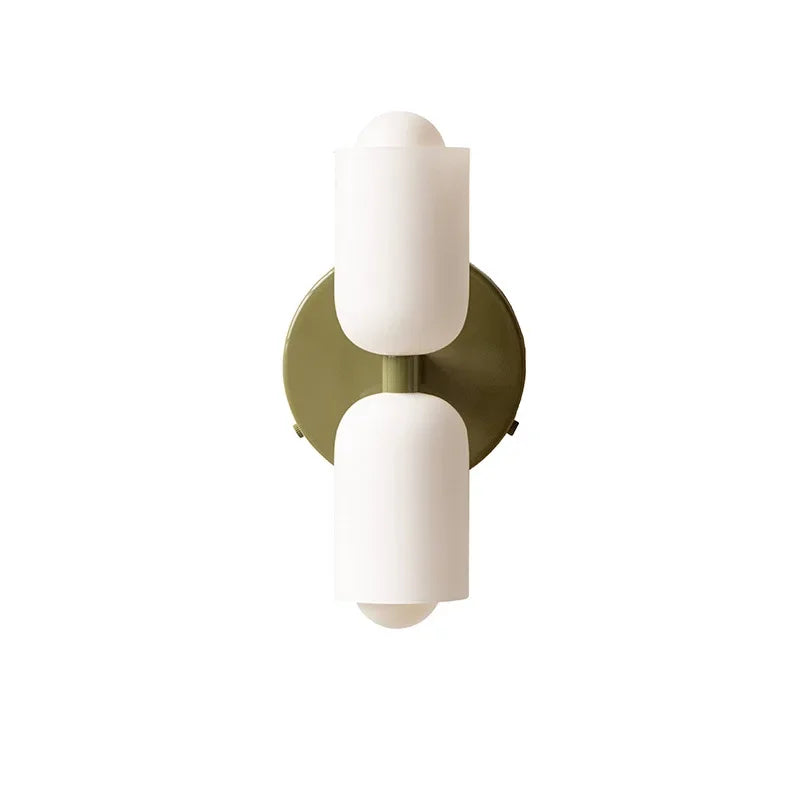 applique murale moderne deux têtes éclairage blanc vert olive rond minimaliste fixée mur 23cm