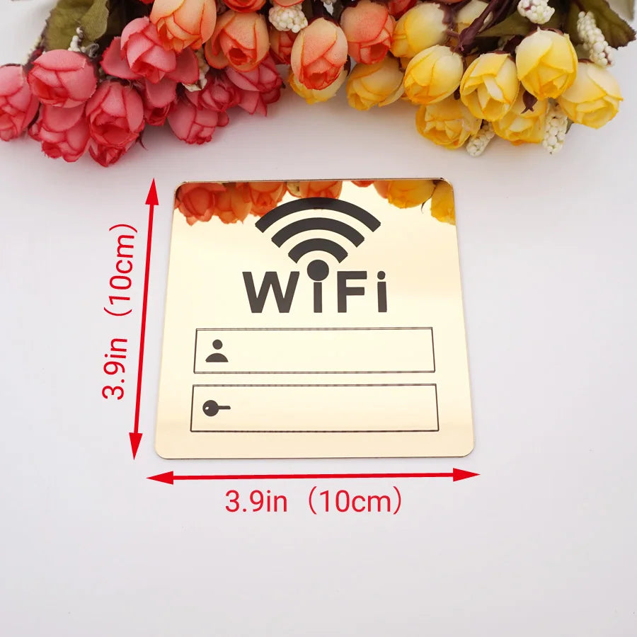 panneau informatif moderne adhésif or noir wifi non fumant toilette 10cm