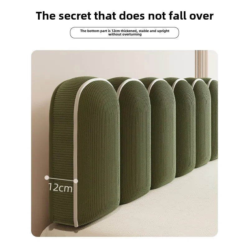 oreiller tête lit coussin vert olive coton velours rayures horizontales rétro grande taille adultes