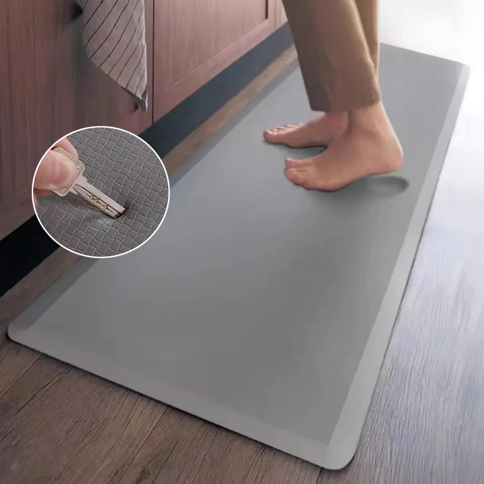 tapis anti fatigue imperméable antidérapant adhésif protecteur moderne gris texture géométrique salon cuisinewasherbleuargent