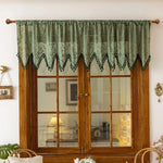 rideau transparent vert floral rustique tringle bois extérieur classique polyester
