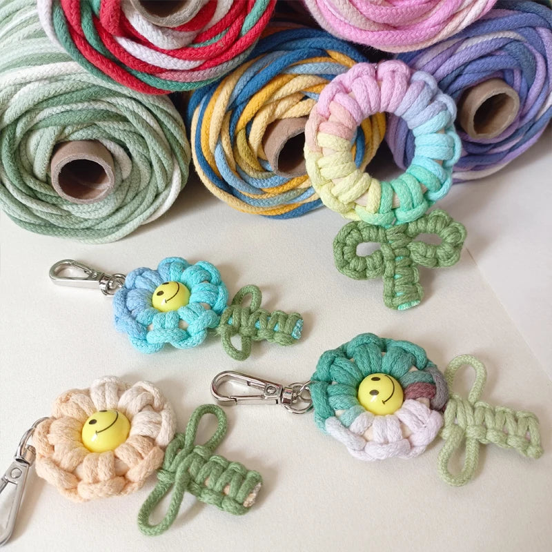 corde macramé multicolore tressée 100 coton 3.3 yds haute ténacité créative artisanale pastel rose