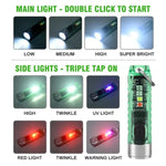 mini lampe poche rechargeable led argentée verte bleue portable annneau porte cle compact