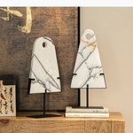 planche découper marbre moderne blanc noir support métallique décoration contemporain objet décoratif