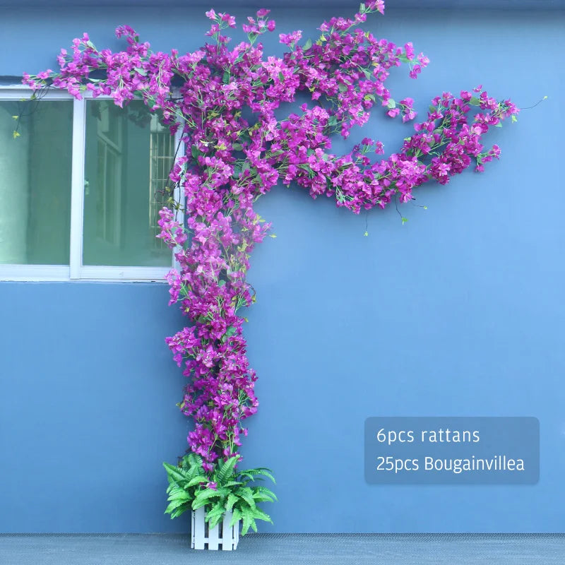 Guirlande fleurs artificielles bougainvilliers rose moderne extérieur décoration mariage anniversaire fêtes