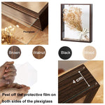 cadre bois moderne fleurs séchées transparent verre beige brun inch đen