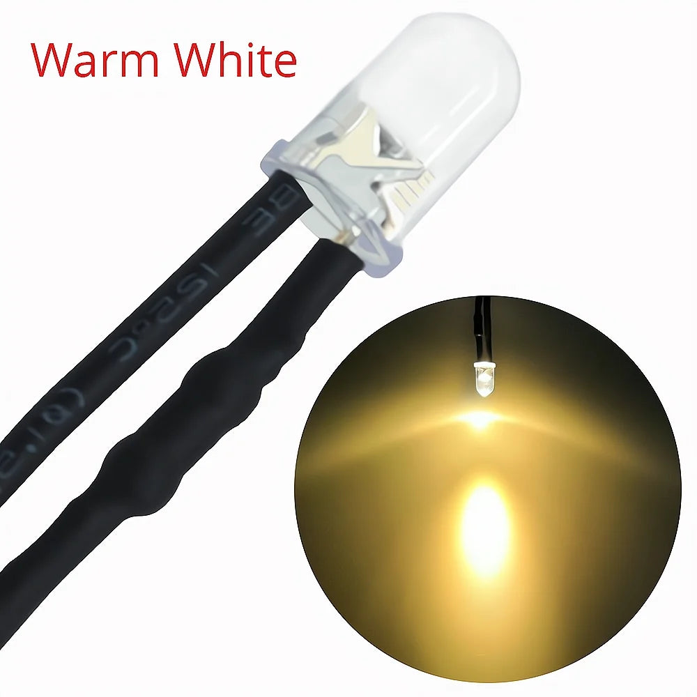 diode led ronde mm câble noir 12v bricolage décoration lumière transparente